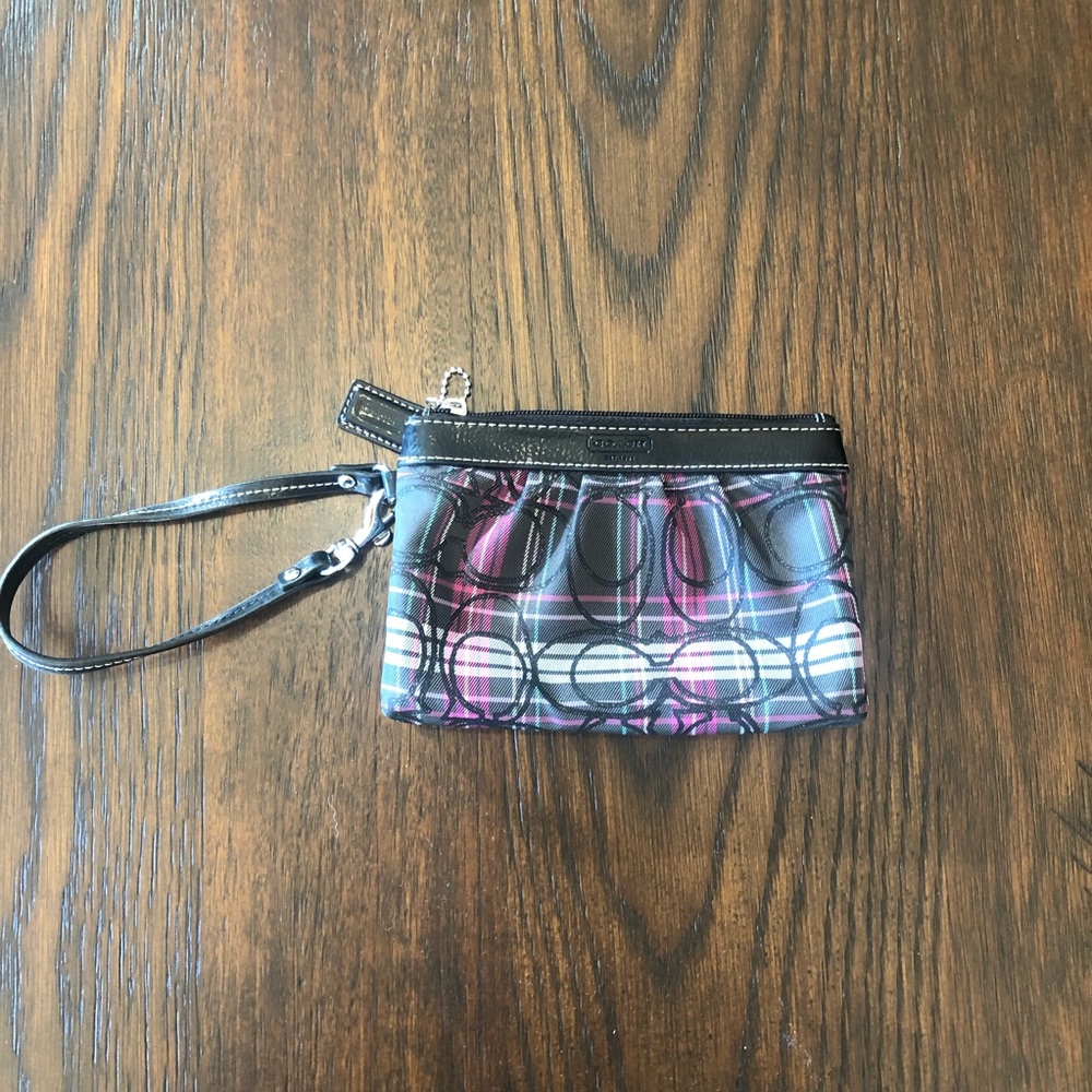 Coach plaid clutch / wristlet